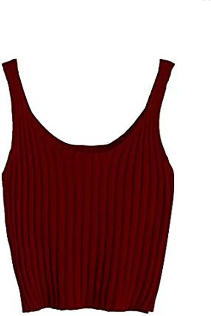 SweatyRocks Women's Ribbed Knit Crop Tank Top Spaghetti Strap Camisole Vest Tops | Amazon (US)