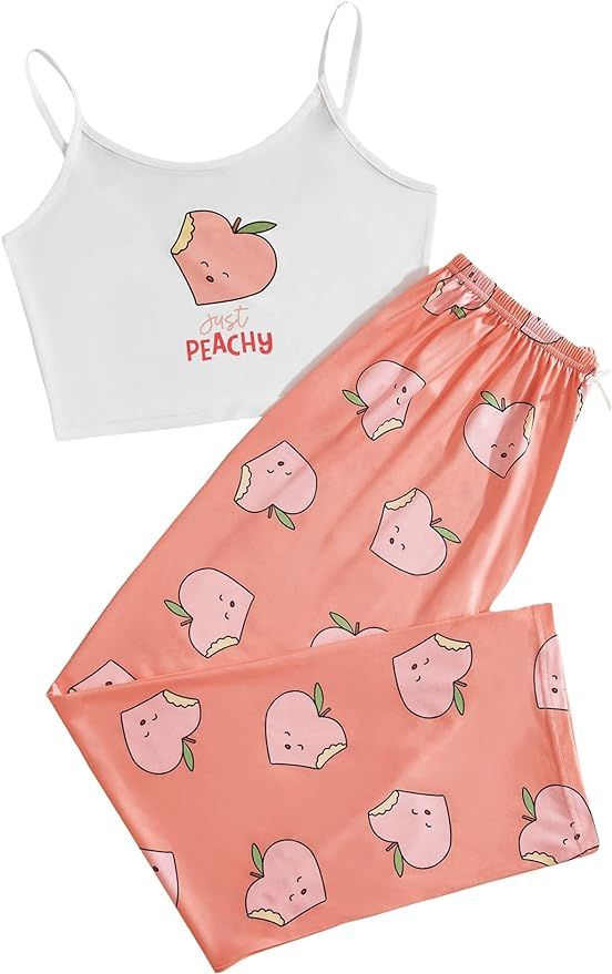 SHENHE Women's 2 Piece Cute Cartoon Print Sleeveless Cami Top and Pants Sleeveless Pajama Sets | Amazon (US)