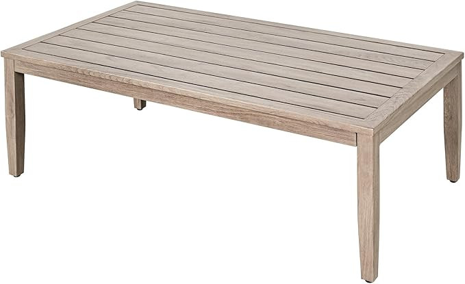 Never-Rust Aluminum Outdoor Coffee Table, All-Weather Patio Coffee Table with Faux Wood Grain Fin... | Amazon (US)