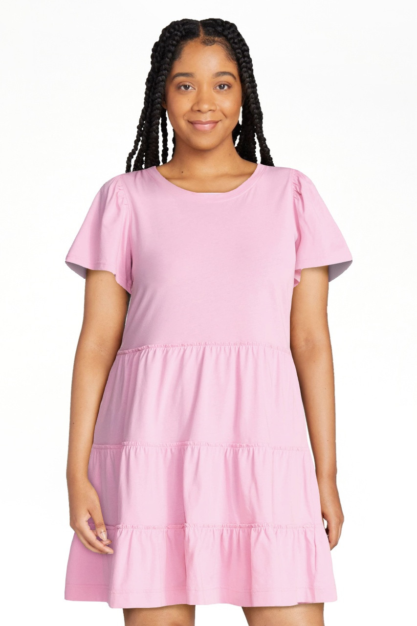 Time and Tru Women's and Women’s Plus Cotton Swing Dress with Short Sleeves, Sizes XS-4X | Walmart (US)