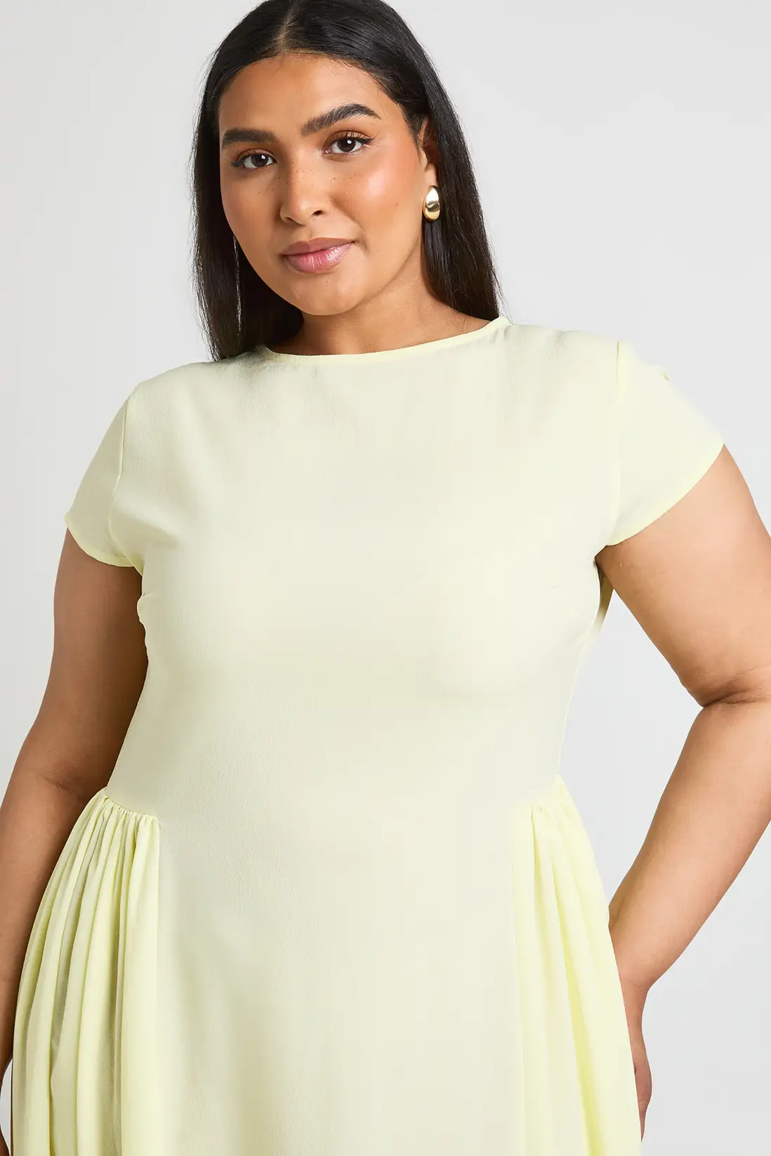 Lemon Plus Textured Volume Skirt Midaxi Dress | Boohoo USA | boohoo (US & Canada)