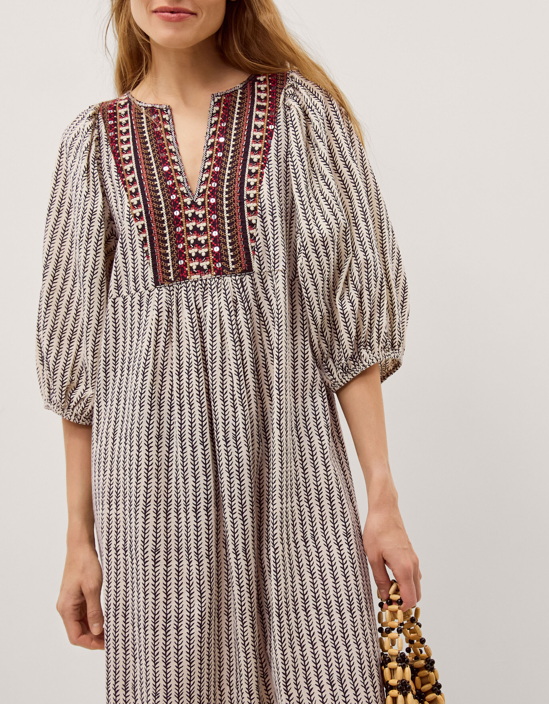 Laila Embellished Print Midi Dress Ivory | Monsoon (UK)
