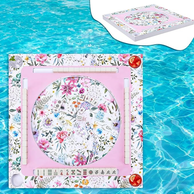 Floating Mahjong Table for Pool, EVA Water Game Board with Tile Slots and Drink Holder for Card, ... | Amazon (US)