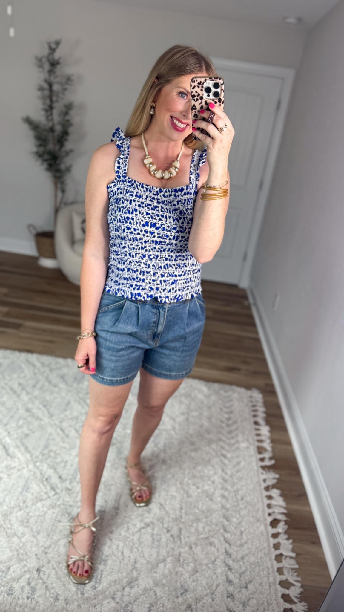 Daily try on, time and tru, smocked tank, pleated jean shorts

#LTKmomlife #LTKootd