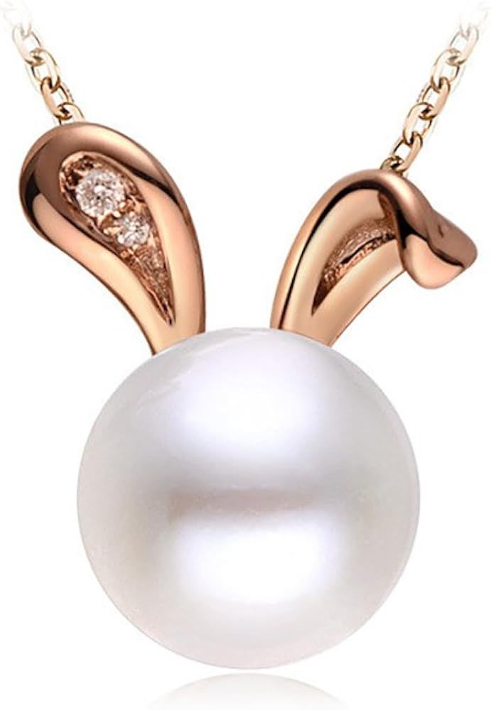 Easter Bunny Rabbit Pendant Cultured Pearls Necklace for Women Teen Girls S925 Sterling Silver De... | Amazon (US)
