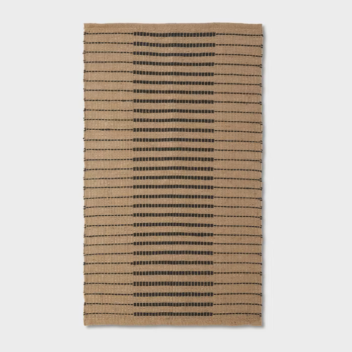 Reseda Hand Woven Striped Jute Cotton Area Rug Black - Threshold™ designed with Studio McGee | Target