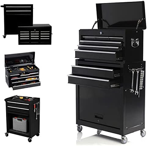 8-Drawer High Capacity Tool Chest, Rolling Tool Box with Lock, Tool Box on 4 Wheels with Sliding Dra | Amazon (US)