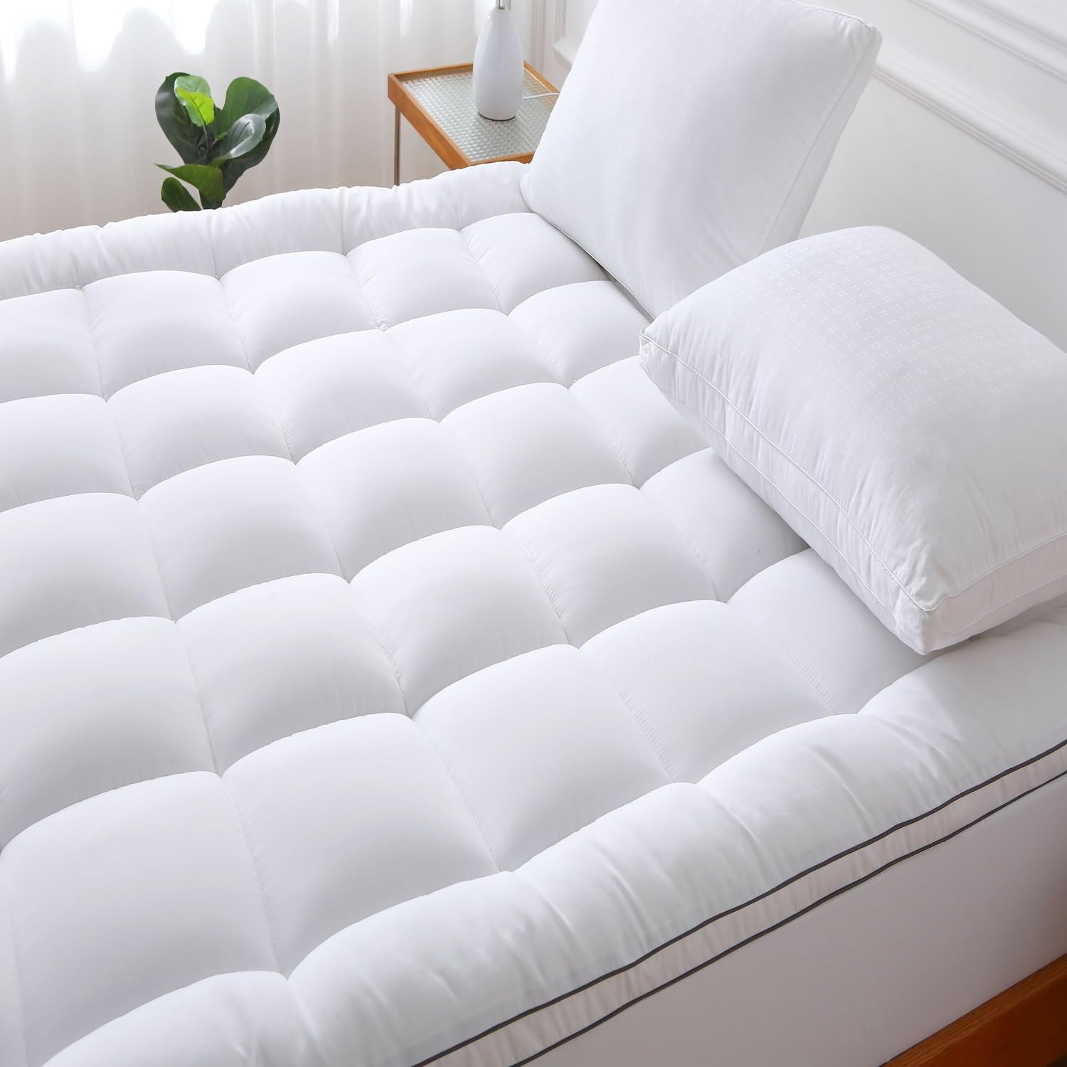 Mattress Topper Queen Size Bed – Breathable Quilted Plush Design for Comfort, Soft Mattress Top... | Amazon (US)