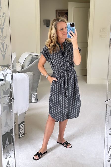 The perfect shirt dress for day to night from Mersea 
Black and gray geometric print 
Fits TTS 
I’m 5’2” and wearing XS
Workwear

#LTKSeasonal #LTKover40 #LTKstyletip