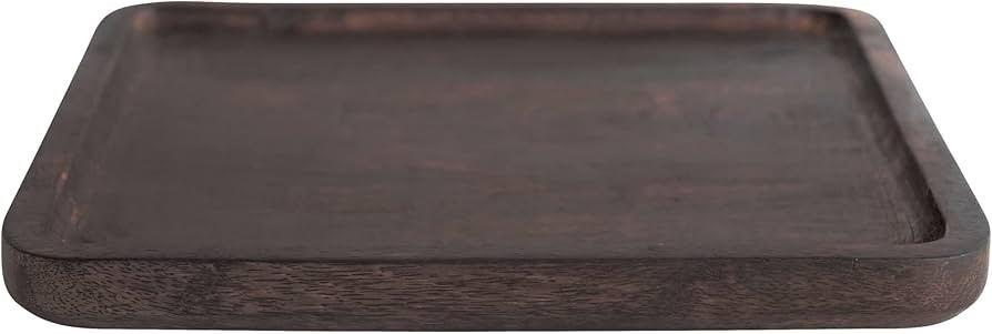 Amazon.com: Bloomingville Boho Square Hand Carved Wood Plate with Raised Edge, Espresso : Home & ... | Amazon (US)