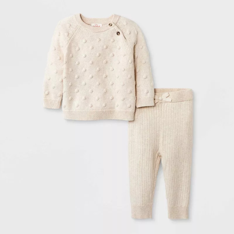 Baby Bobble Top & Bottom Set - Cat & Jack™ Cream | Target