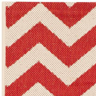 Courtyard Red Doormat 2 ft. x 4 ft. Geometric Indoor/Outdoor Patio Area Rug | The Home Depot