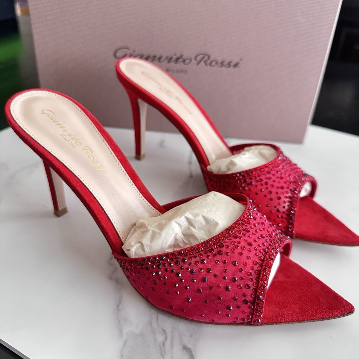 Gianvito Rossi Rania Mule 85 Red EU 38.5  (MSRP $1,395) New | eBay US