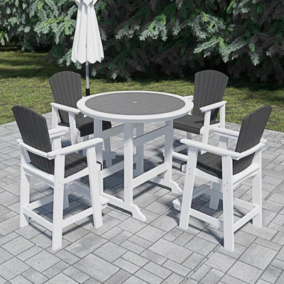 Set Of 5 Patio Bar Table Set, Bar Table & Stools Set | Wayfair North America
