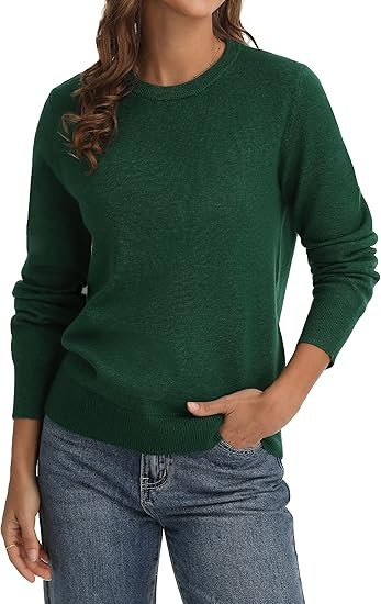 QUALFORT Sweaters for Women Long Sleeve Crewneck Soft Trendy Knit Loose Fit Pullover Sweaters 202... | Amazon (US)