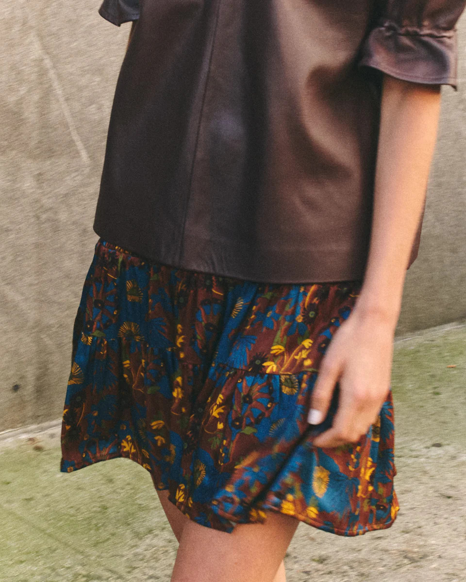 Kylie Skirt-Silk-Yellowstone Chicory Floral | Cartolina