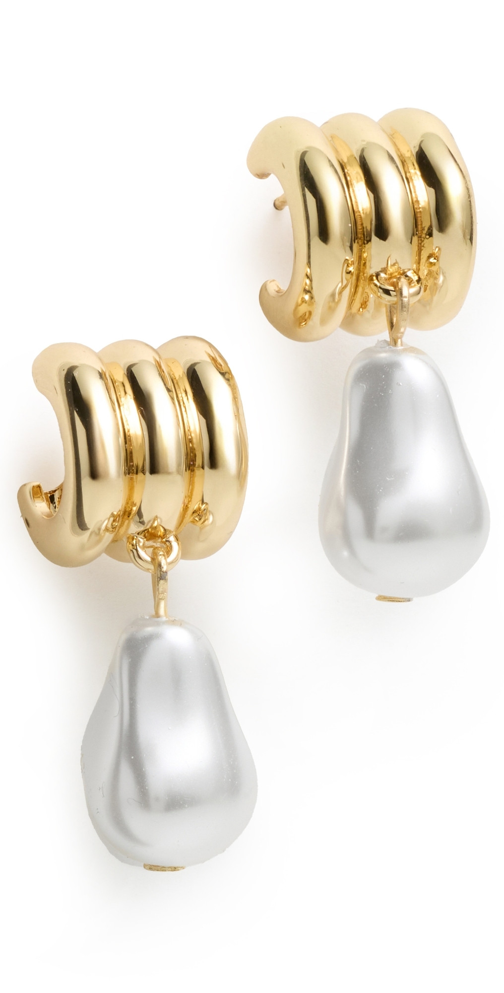 BaubleBar Teagan Ribbed Pearl Earrings Pearl One Size | Shopbop