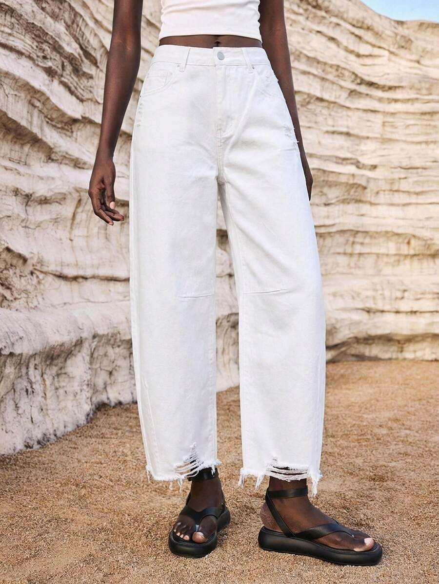 LocalMaija Women's Solid Color Casual Jeans | SHEIN