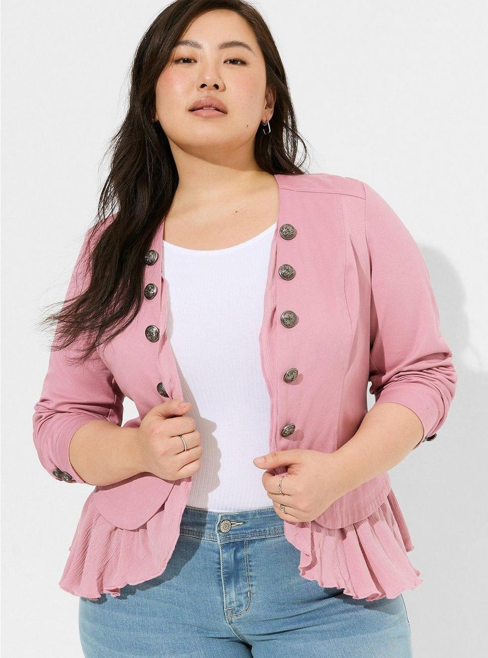 Stretch Twill Peplum Military Jacket | Torrid (US & Canada)