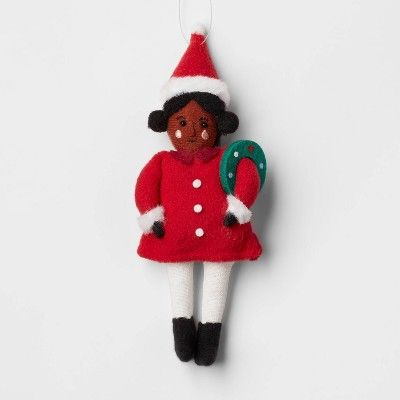 Santa Holding Wreath Fabric Christmas Tree Ornament - Wondershop™ | Target