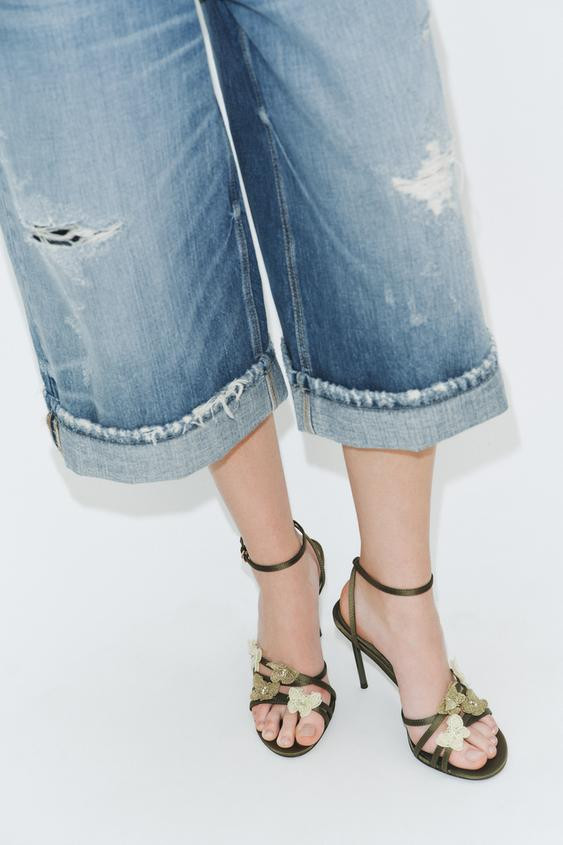 SATIN EFFECT SANDALS WITH APPLIQUÉS | Zara US