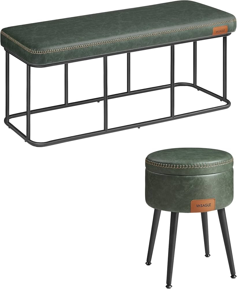 VASAGLE EKHO Collection - Bedroom Bench and Storage Ottoman Bundle, Vanity Chair Stool with Steel... | Amazon (US)