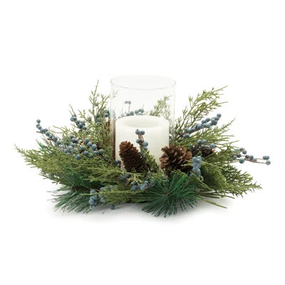 Mixed Pine Juniper Candle Holder 19"D | Wayfair North America