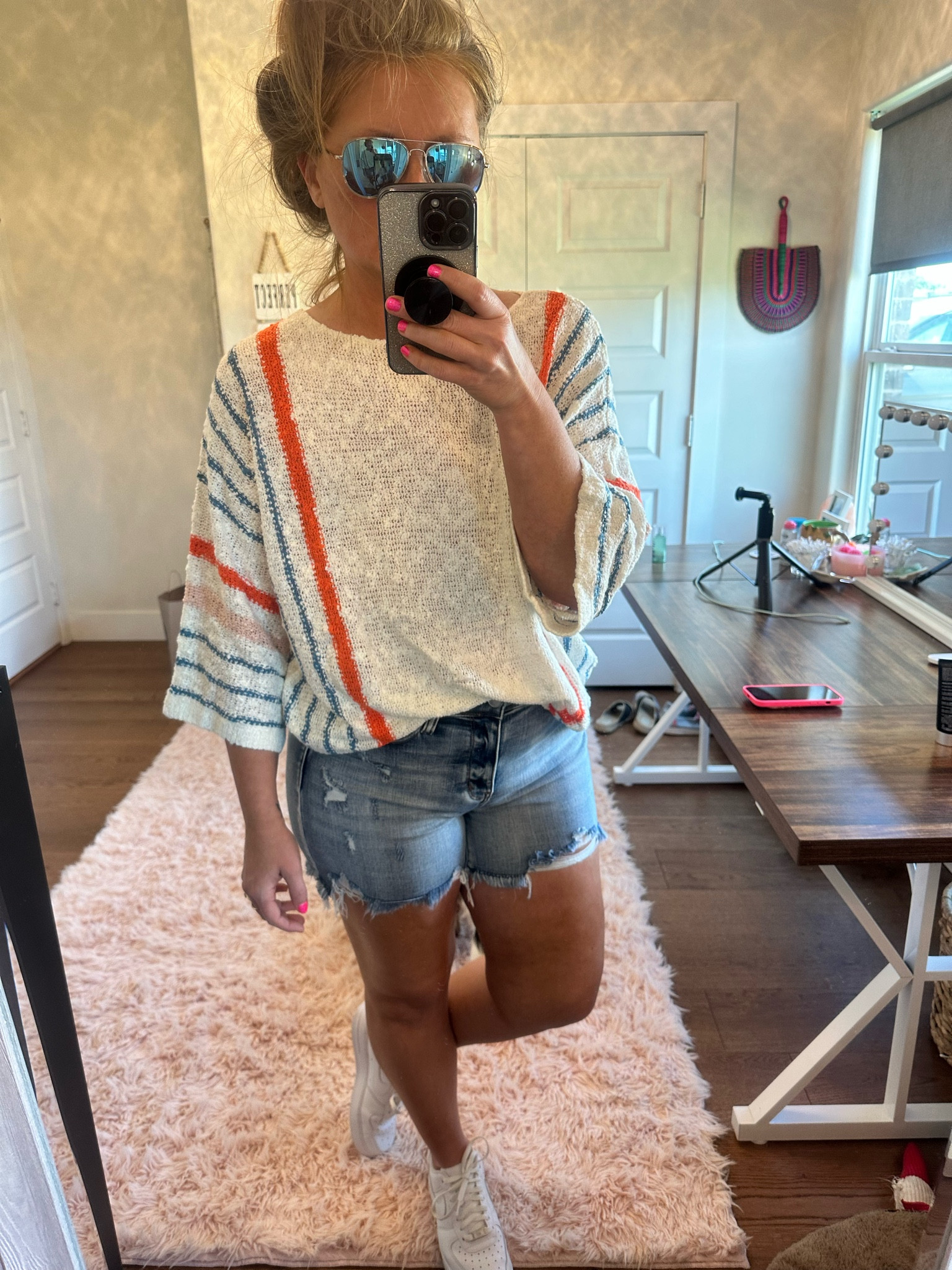 Summer fit Judy Blue Shorts and Amazon Top Blender Sunnies on Amazon. Nike Air Force 1s 

#LTKMidsize #LTKStyleTip #LTKOver40