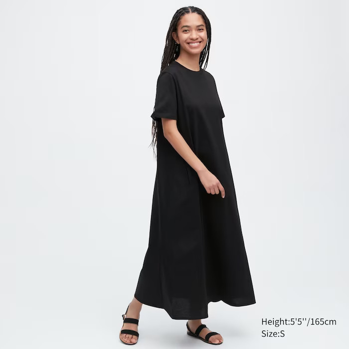 Mercerized Cotton Short-Sleeve A-Line Dress | UNIQLO (US)