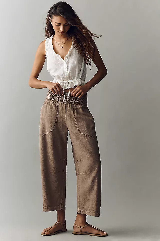 Reese Smocked Pull-On Barrel Pants | Anthropologie (US)