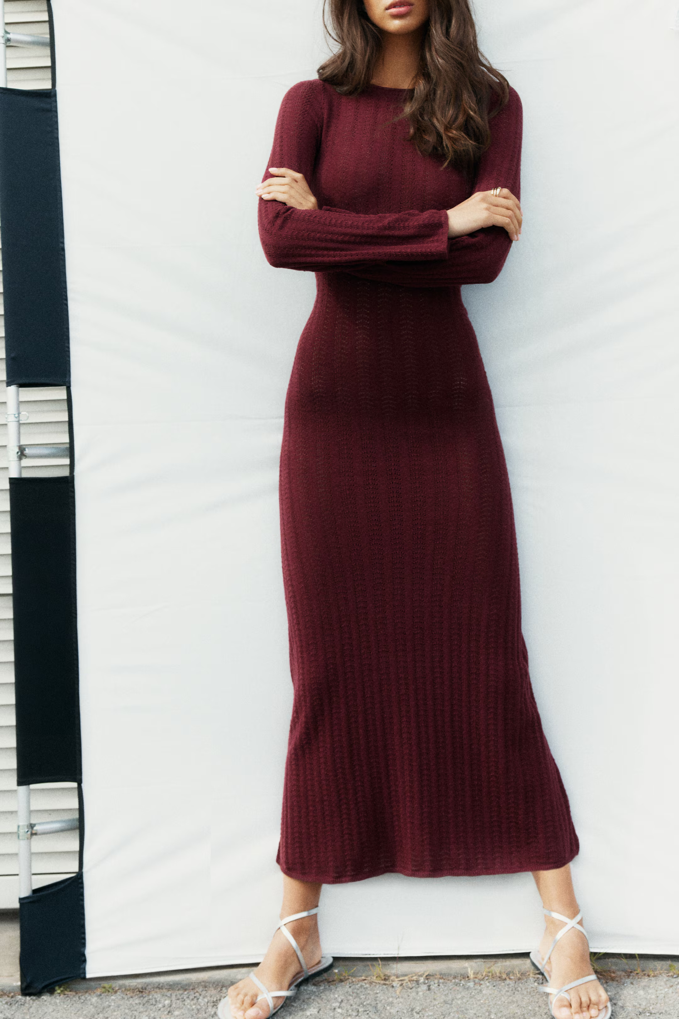 Open-back pointelle-knit dress | H&M (UK, MY, IN, SG, PH, TW, HK)