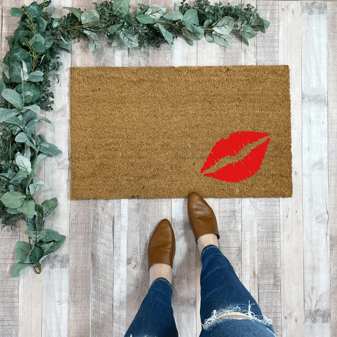 Lips Doormat Kiss Doormat Outdoor Valentine's Decor for - Etsy | Etsy (US)