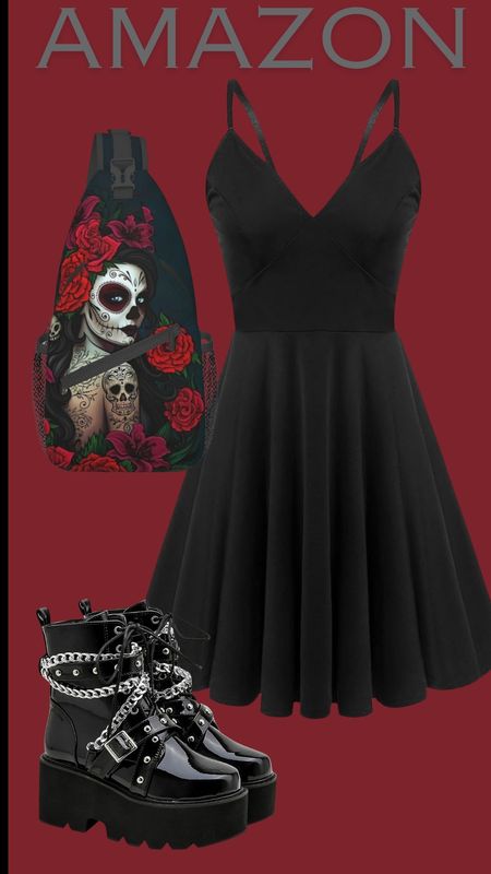 Black and red spring and summer outfit. #womensstyle #springoufit #summeroutfit #gothic

#LTKFestival #LTKSeasonal #LTKFindsUnder100