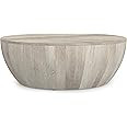 SIMPLIHOME Elmbrook Solid Mango Wood 34 inch Wide Round Modern Urban Drum Coffee Table in White W... | Amazon (US)