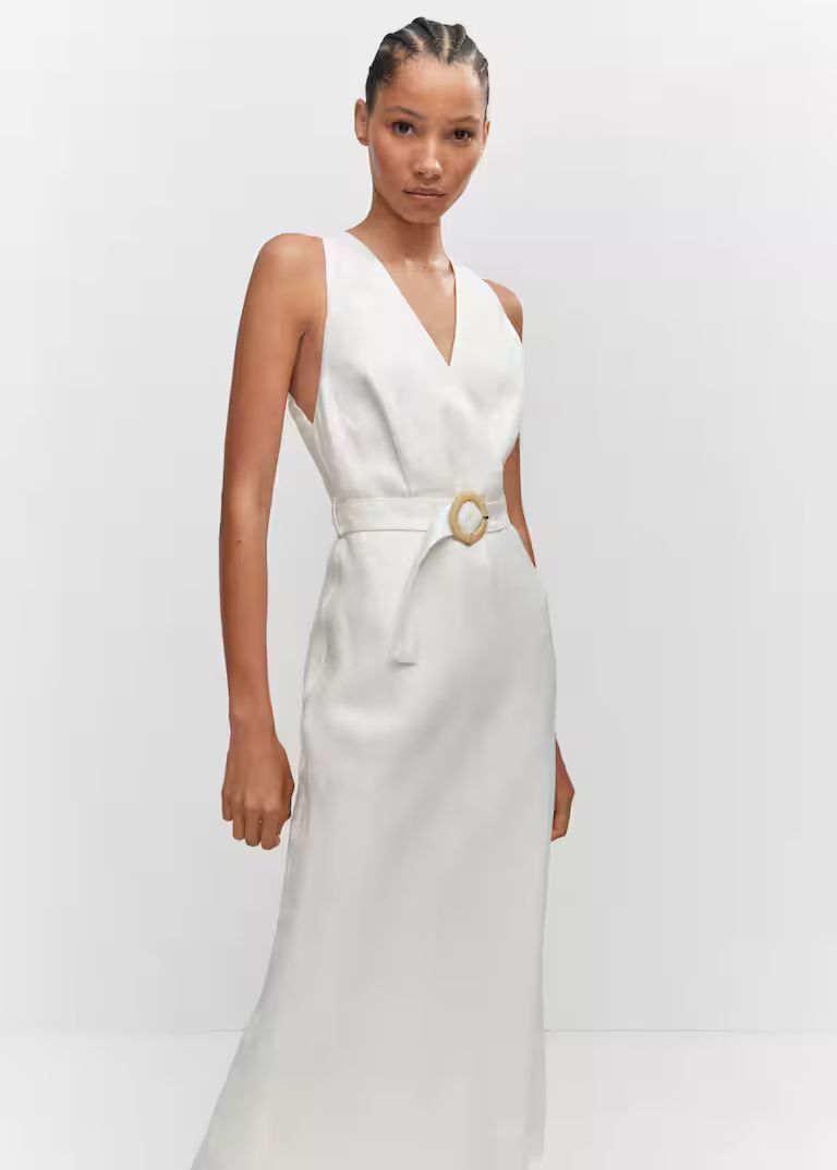 Belt linen dress | MANGO (US)