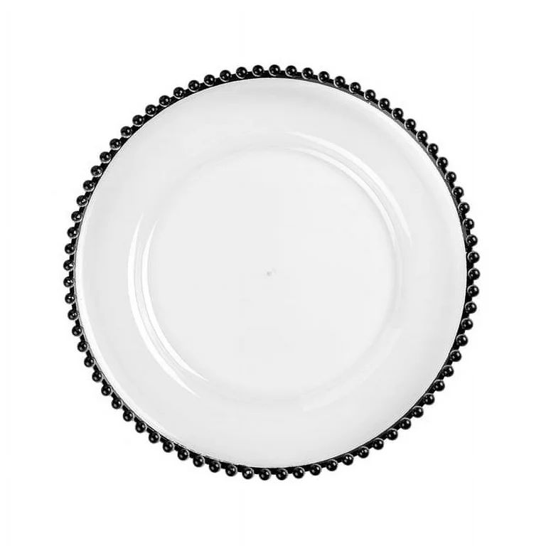 Pack of 1, Acrylic Beaded 13" Round Charger Plate - Black Trim for Weddings, Anniversary, Birthda... | Walmart (US)