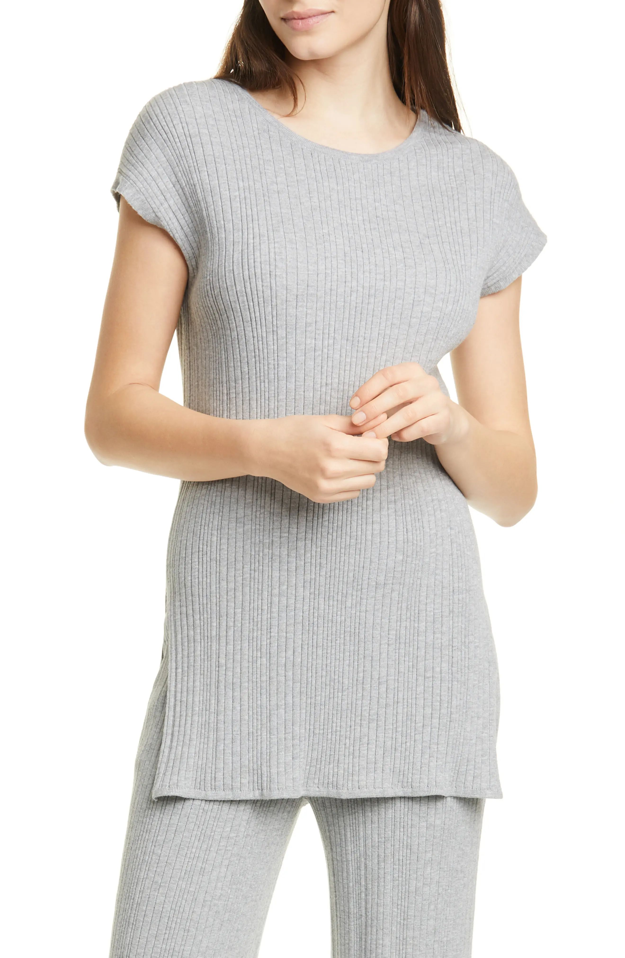 Women's Max Mara Leisure Road Ribbed Tunic Sweater, Size Large - Grey | Nordstrom