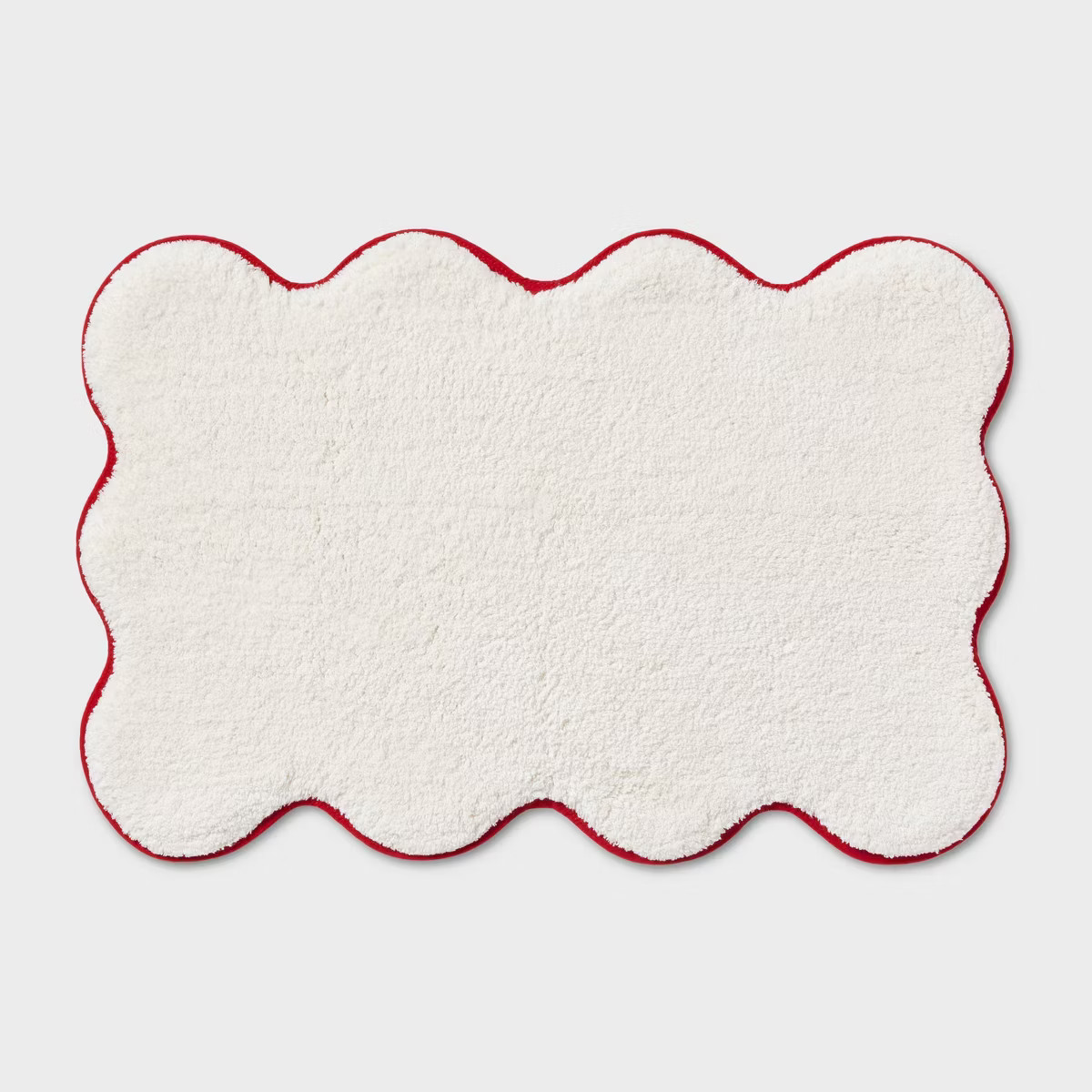 20"x30" Scalloped Christmas Bath Rug Cream/Red - Threshold™ | Target