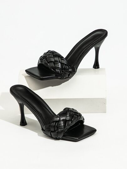 Braided Strap Stiletto Heeled Mule Sandals | SHEIN