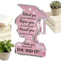 Acrylic Plaque Sign Pink Grad Caps Acrylic Sign Class Of 2026 Inspirational Graduation Gift For Her Desk Decor For Graduates | AliExpress (US)