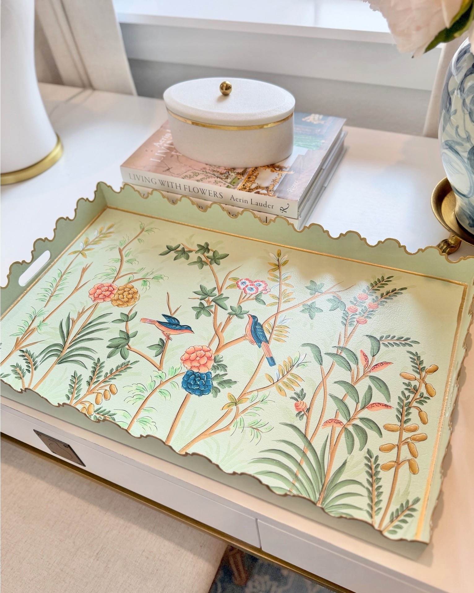 Chinoiserie tray 💚 bird tray spring decor 2026

#LTKHome #LTKdayinmylife #LTKSaleAlert