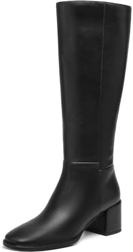 Women's Knee High Boots - Office & Date Night Leather Boots | Weatherproof Round Toe Boots, Block... | Amazon (US)