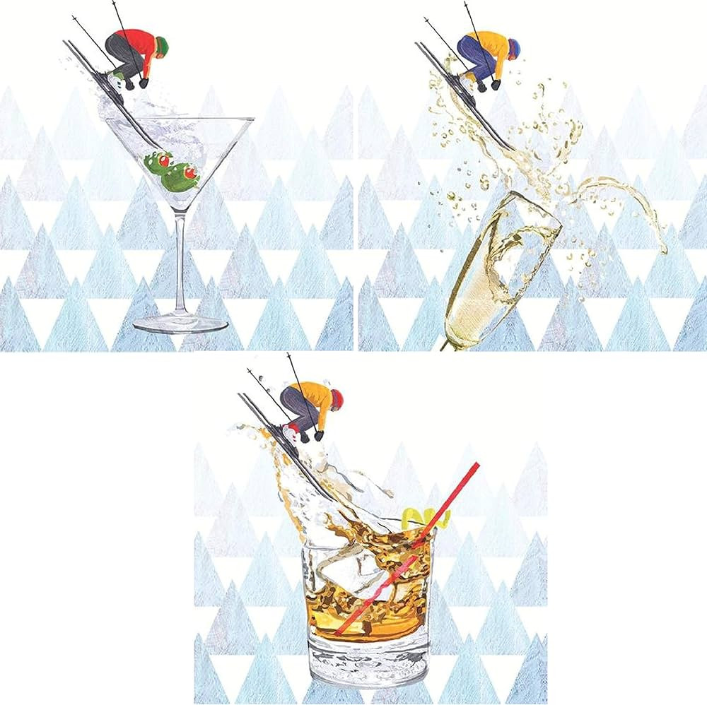 Fun Apres Ski Cocktail Themed Beverage Napkins Variety Pack | Bundle Includes 60 Paper Napkins in... | Amazon (US)