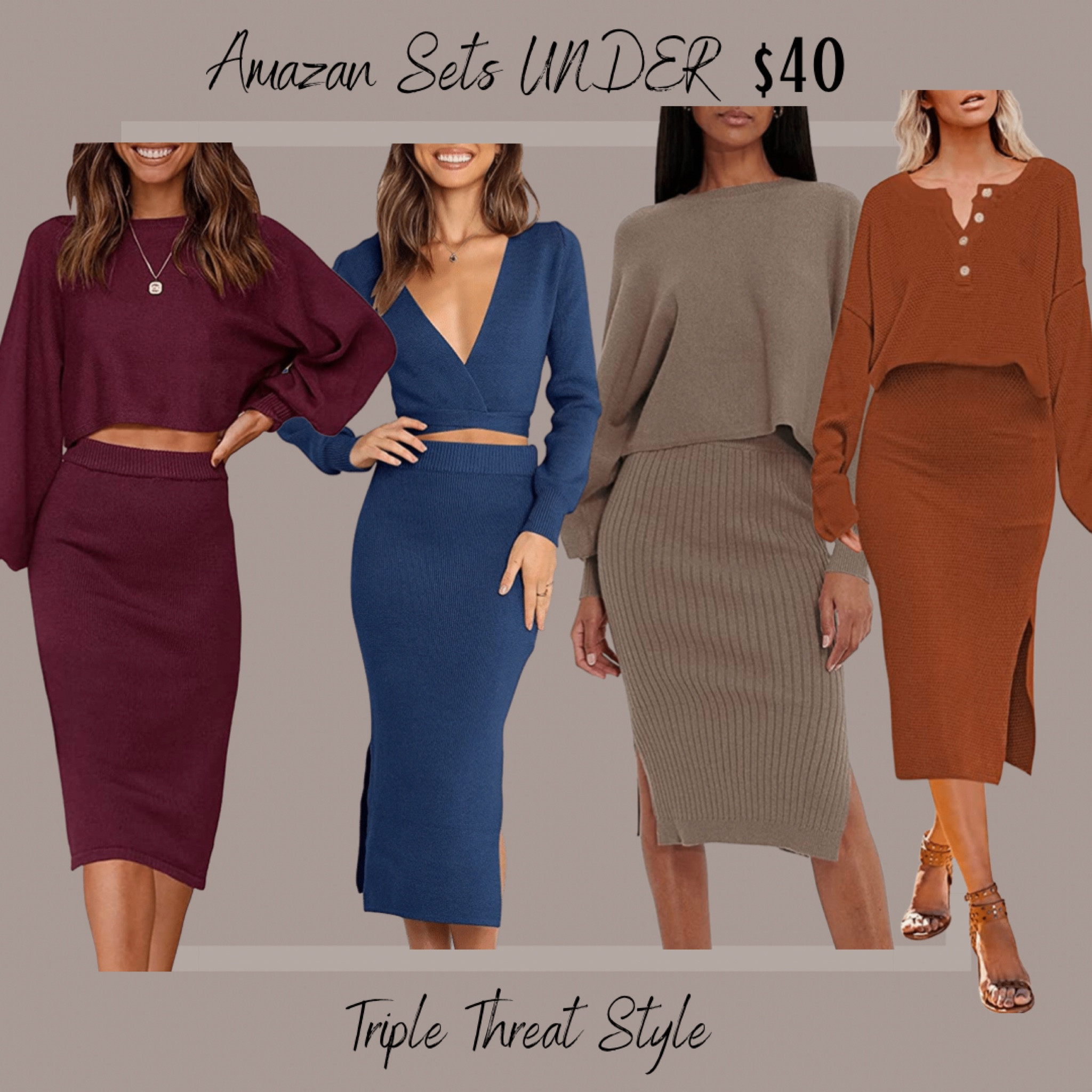 My favorite Amazon Fashion skirt sets. They are all under $40 and incredible quality. I always wear a size small as I like a little bit of room in my matching skirt sets.

Ps… Each set comes in more than 10 colors including neutrals which is what I typically order! 

#LTKsalealert #LTKunder50 #LTKstyletip