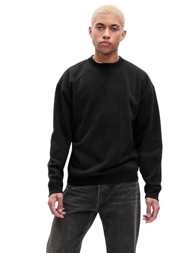GAP Mens Vintage Soft Drop Shoulder Crew Sweatshirt True Black S | Amazon (US)
