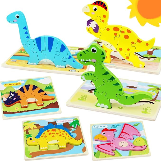 Aitbay Toddler Puzzles 6 Pack Dinosaur Wooden Puzzle for Toddler Kids 2 3 4 Year Old, Educational... | Amazon (US)