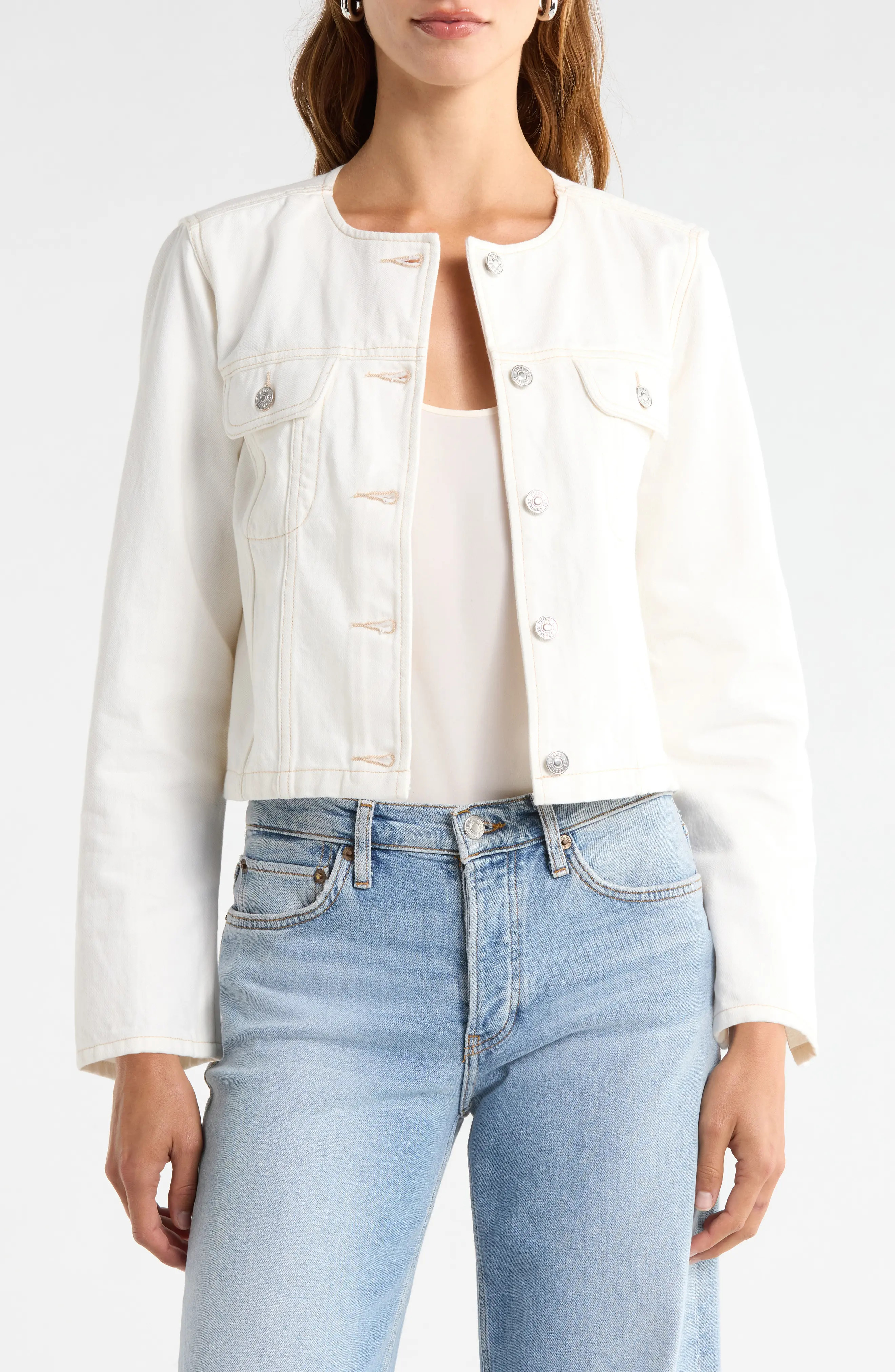 PAIGE Dean Collarless Denim Jacket (Women) | Nordstrom | Nordstrom