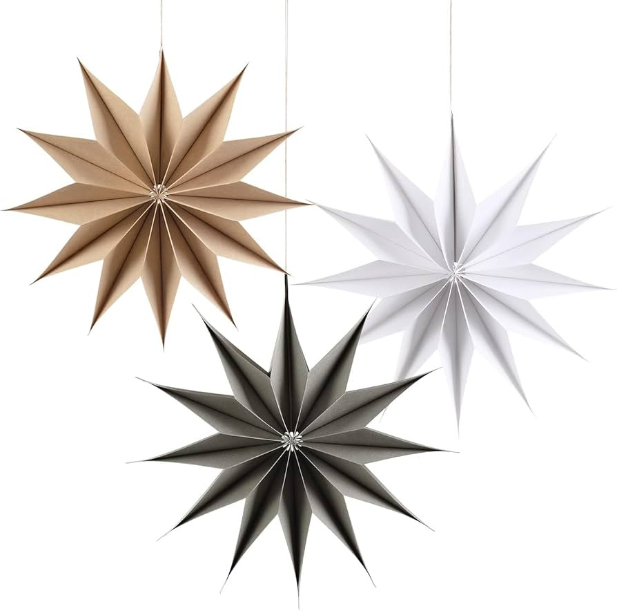 EASY JOY 12-Pointed White Paper Star Christmas Decorations Ceiling Tree Decorations Room Hanging ... | Amazon (UK)