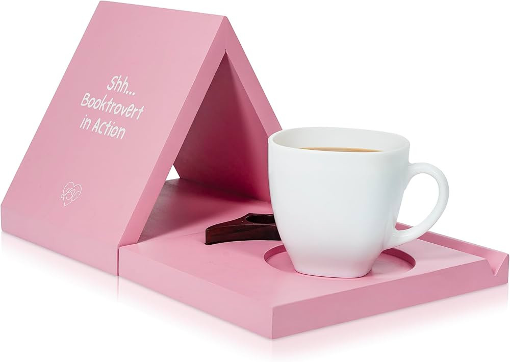 Foldable Wooden Triangle Book Holder, Book Rest with Cup Holder, Nook Reading Valet, Book Valet S... | Amazon (US)