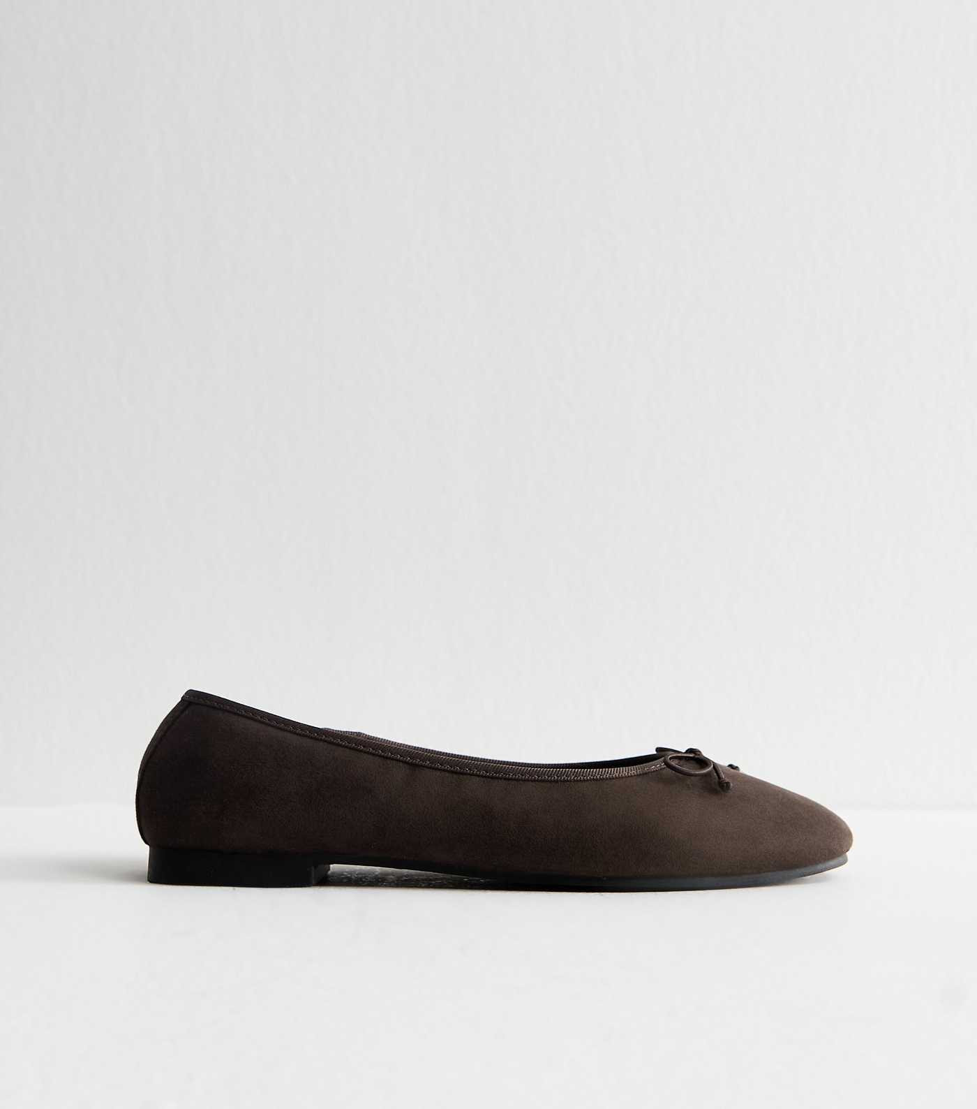 Wide Fit Brown Faux Suede Ballerina Flats | New Look | New Look (UK)